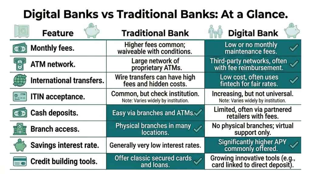 Digital Banks vs Traditional Banks for Immigrants 1
