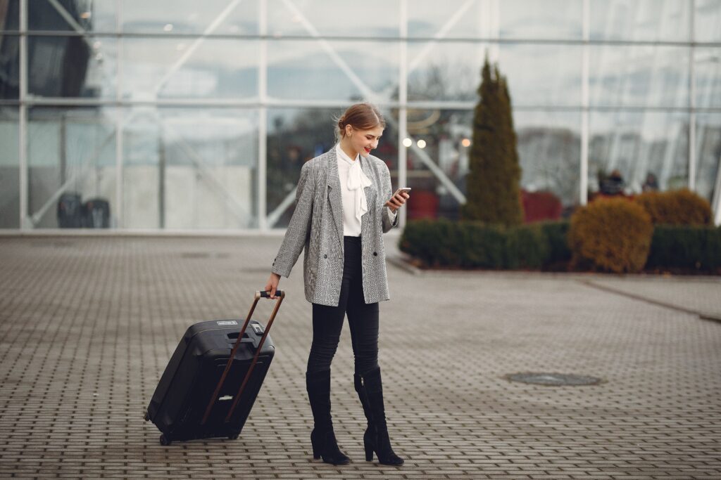 someone standing with their luggae